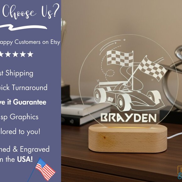 Custom Go-Kart LED Night Light – Sporty Decor for Kids & Adults - Picture 4 of 8